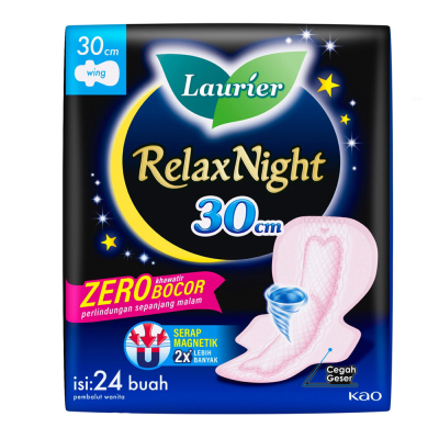 Laurier Sanitary Napkin Relax Night Safe Wing-30 cm-24 pad