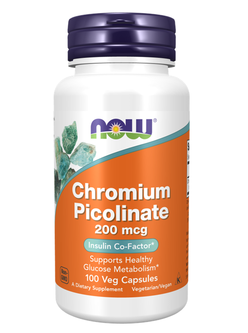 NOW Supplements, Chromium Picolinate 200 mcg, Insulin Co-Factor*, 100 Veg Capsules