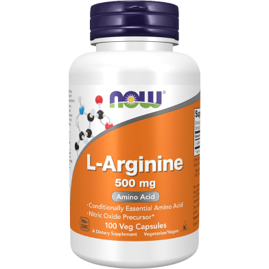 NOW L-Arginine 500 mg 100 Veg Capsules