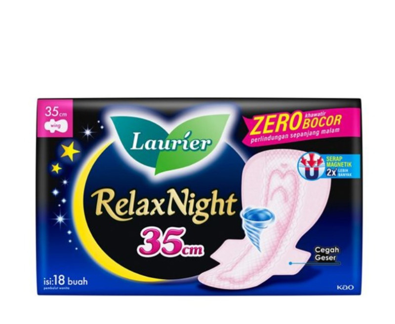 Laurier Sanitary Napkin Relax Night Safe Wing-35 cm-18 pad