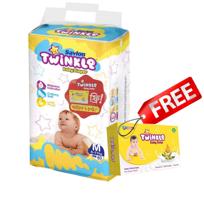 Savlon Twinkle Baby Diaper Belt Size M 6-11kg With Twinkle Baby Soap Free