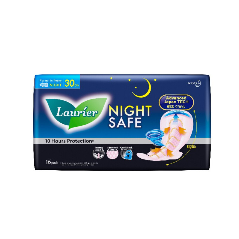 Laurier Sanitary Napkin  Night Safe Wing-30 cm-16 pad