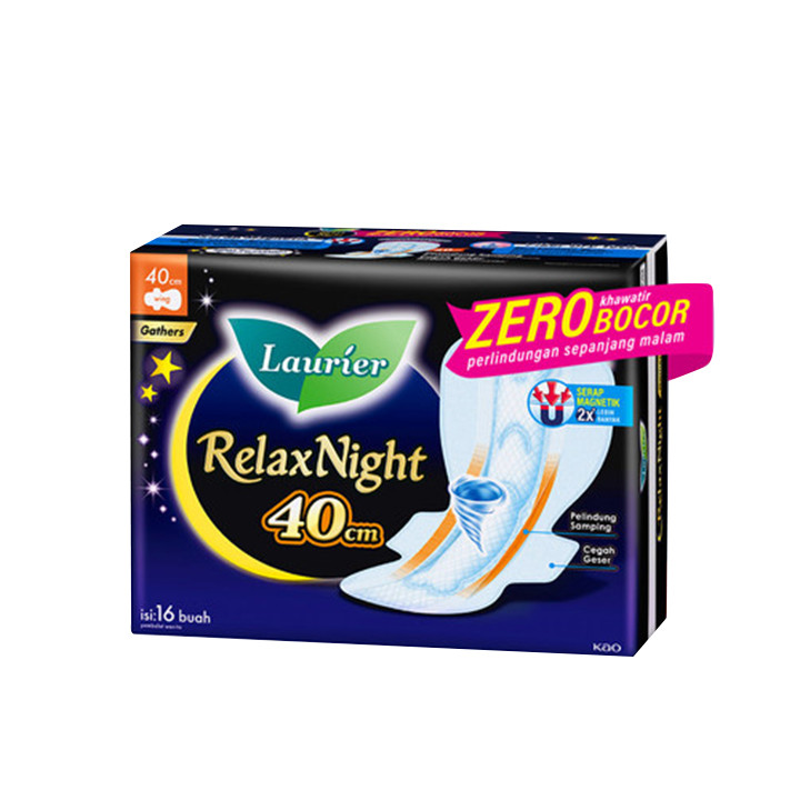 Laurier Sanitary Napkin Relax Night Safe Wing-40 cm-16 pad
