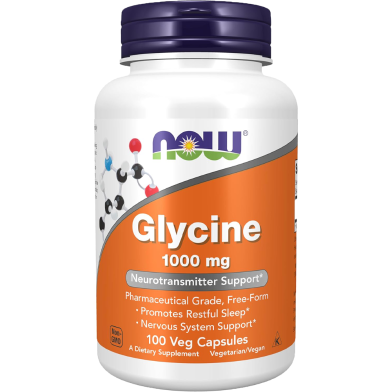 NOW Glycine 1000 mg 100 Veg Capsules