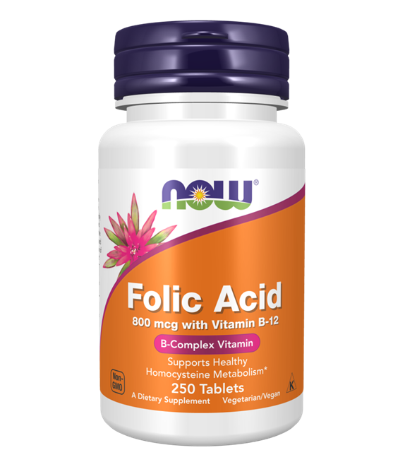 NOW Foods Folic Acid 800 mcg with Vitamin B-12 250 Tabs