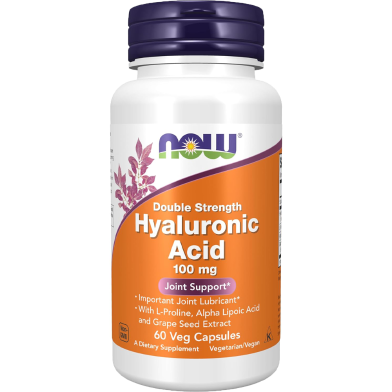 Now Hyaluronic Acid Double Strength 100 mg Veg 60 Capsules