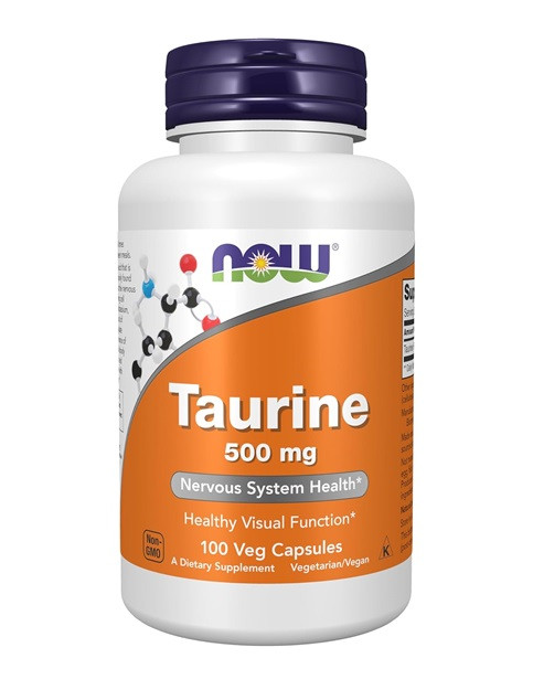Now Supplements, Taurine 500 Mg, Nervous System Health*, Amino Acid, 100 Veg Capsules