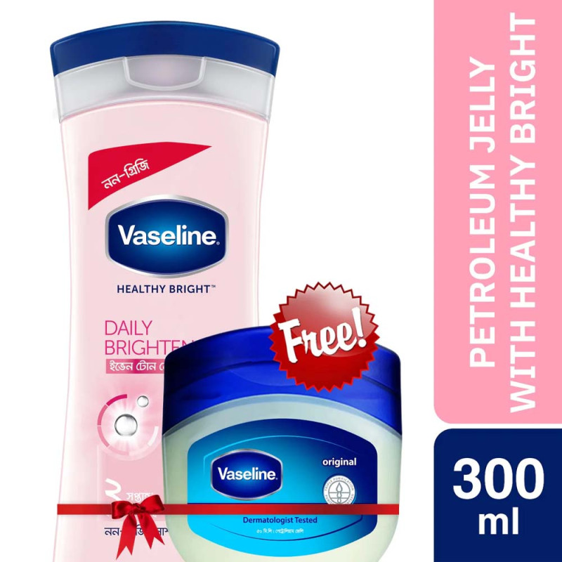 Vaseline Lotion Healthy Bright 300ml With 50ml Petroleum Jelly Free