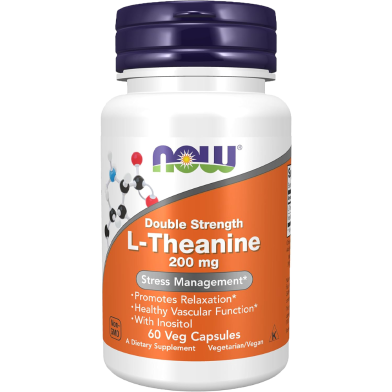 NOW L-Theanine Double Strength 200 mg 60 Veg Capsules
